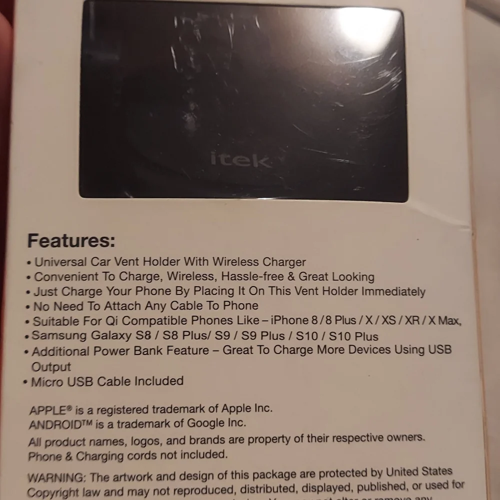 - Itek Wireless Charger Car Vent Phone Holder